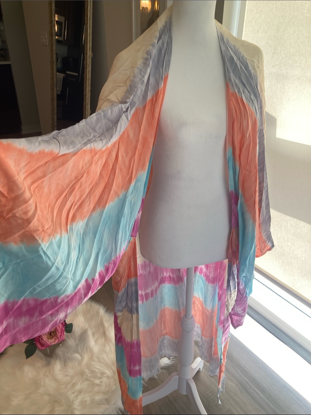 Tie-die look one size swim coverup